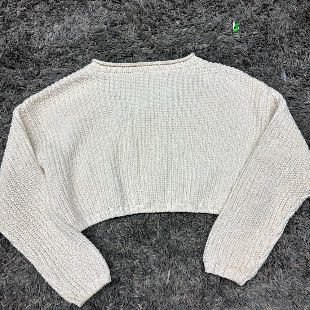Zara Cropped Knit Sweater Asymmetric Neck, Size S <<<<224>>> - Picture 7 of 12